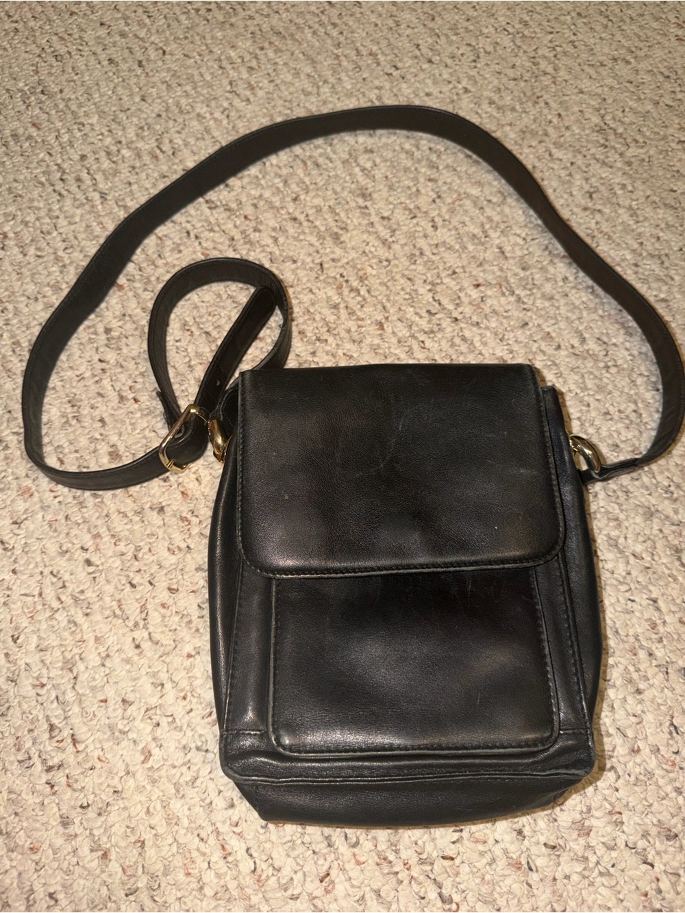 Black Leather Crossbody Bag - Classic Men’s Shoulder Bag